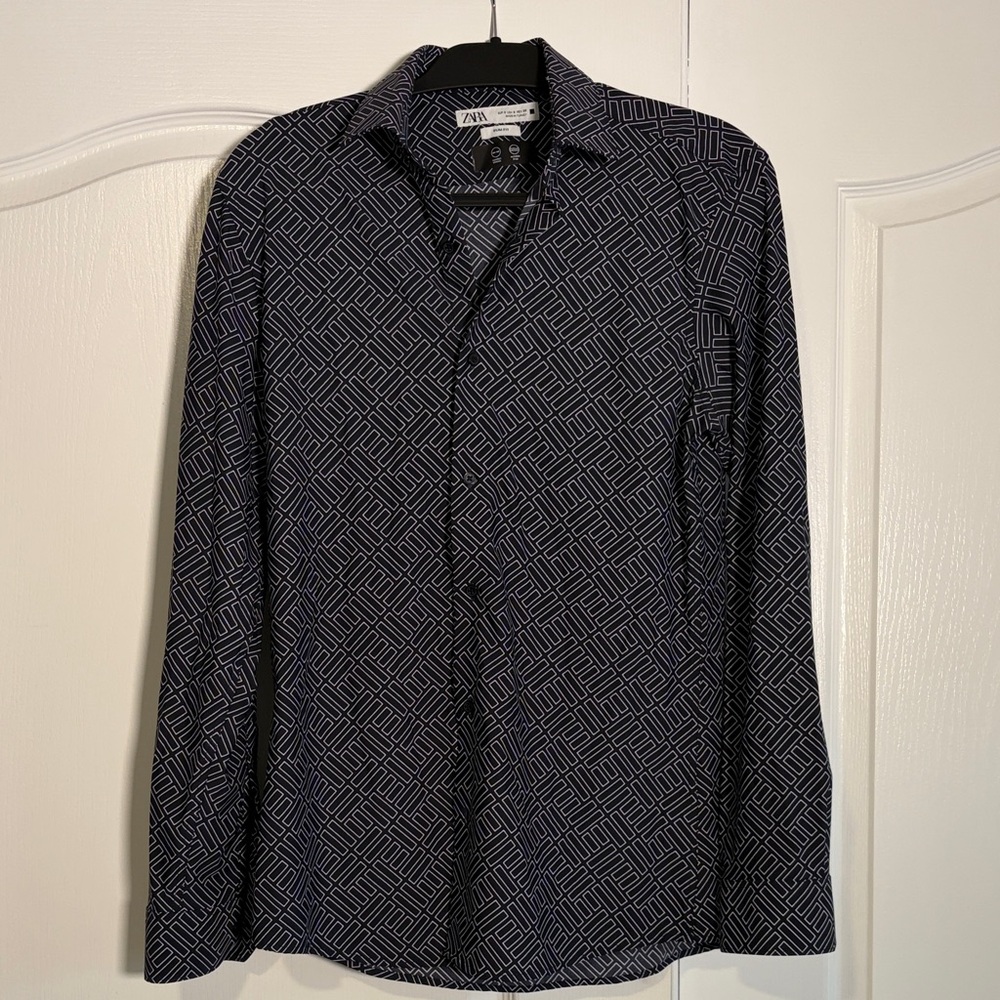 Zara Monochrome Patterned Long Sleeve Shirt